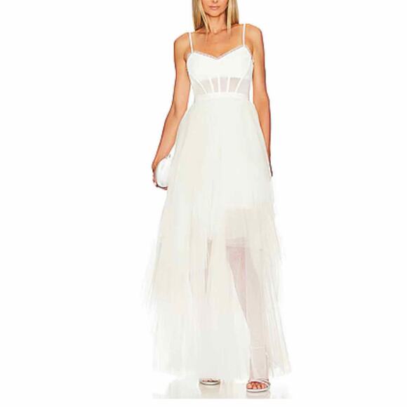 BCBGMAXAZRIA Tulle Corset Evening Gown Gardenia Size US 4 - Picture 1 of 9